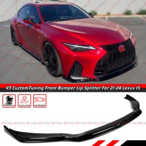 For 21-25 Lexus IS300 IS350 V3 CTM Design Glossy Black Front Bumper Lip Splitter
