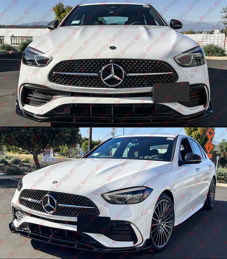 FOR 22-25 MERCEDES BENZ C CLASS W206 AMG BRS STYLE GLOSS BLACK FRONT BUMPER LIP - Image 4