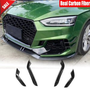 For Audi A5 RS5 B9 2017UP Real Carbon Front Bumper Splitter Canards Fins Spoiler