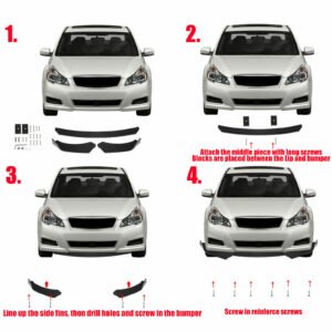 For Audi A5 S5 A6 A7 A8 Carbon Fiber Front Bumper Lip Splitter + Side Skirts Kit - Image 4