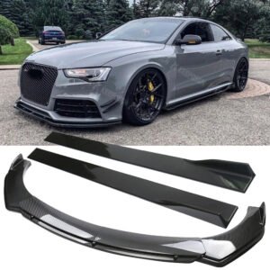 For Audi A5 S5 A6 A7 A8 Carbon Fiber Front Bumper Lip Splitter + Side Skirts Kit