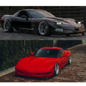 For Corvette C5 1997-2004 ZR1 Style 3x Glossy Black Front Bumper Lip Spltter Kit - Image 2