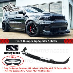 For Dodge Durango SRT Hellcat 2021-24 Glossy Black V1 Front Bumper Lip Splitter
