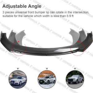 For Infiniti Q60 Carbon Fiber Front Bumper Lip Splitter + Side Skirts &Strut Rod - Image 3