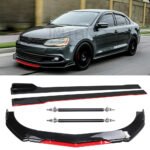 For VW Jetta MK6 MK7 Front Bumper Lip Spoiler Splitter + Side Skirt + Strut Rods