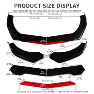 For VW Jetta MK6 MK7 Front Bumper Lip Spoiler Splitter + Side Skirt + Strut Rods - Image 3