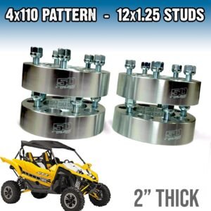 Four - 2" 4x110 Wheel Spacers 12x1.25 Lug Fit Yamaha Viking Wolverine YXZ1000R