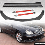 Front Bumper Lip Side Skirt Strut Rods For Mercedes W203 C320 C230 Carbon Style