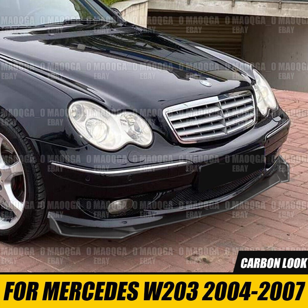 Front Bumper Lip Side Skirt Strut Rods For Mercedes W203 C320 C230 Carbon Style - Image 4