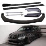 Front Bumper Lip Splitter 78.7" Side Skirt Strut Rods Body Kit For Subaru Legacy