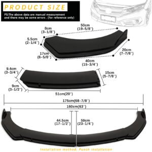 Front Bumper Lip Splitter 78.7" Side Skirt Strut Rods Body Kit For Subaru Legacy - Image 2