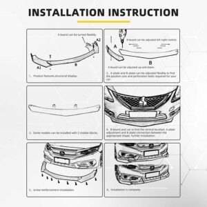 Front Bumper Lip Splitter 78.7" Side Skirt Strut Rods Body Kit For Subaru Legacy - Image 3