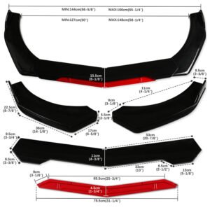 Front Bumper Lip Splitter Body Kits Red&Black + Strut Rods For Pontiac Firebird - Image 2