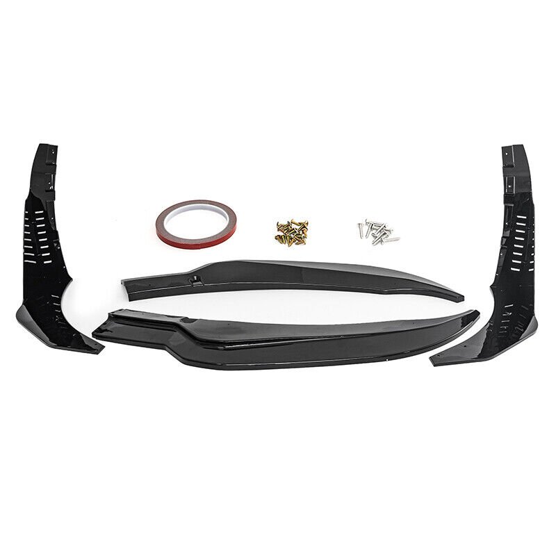 Front Lip Splitter For 14-19 Chevrolet Corvette C7 Stingray Stage 3 GLOSS BLACK - Image 4