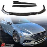 Front Lip Splitter+Side Skirt Extension For Hyundai Sonata 2020-2023 Gloss Black