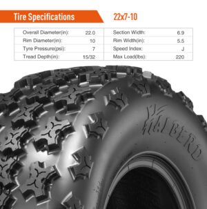 Front & Rear ATV Tires Set 4 22x7-10 20x11-10 22x7x10 20x11x10 UTV Replacement - Image 3