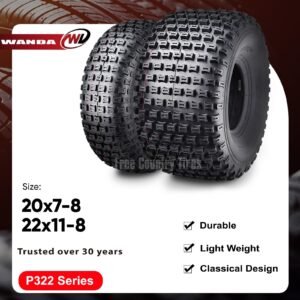Full Set 20x7-8 Front & 22x11-8 Rear UTV ATV Tires 20x7x8 22x11x8 4PR - Image 2