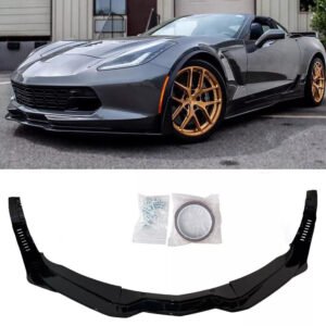 GLOSS BLACK Front Lip Splitter For 14-19 Chevrolet Corvette C7 Stingray Stage 5 - Image 2