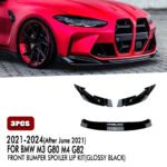 Gloss Black Front Spoiler Lip Splitter Kit For BMW G80 M3 G82 M4 2021-2025 3pcs