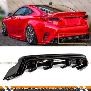 Gloss Black Shark Fin Rear Bumper Diffuser For 2015-18 Lexus RC300 RC350 F-Sport