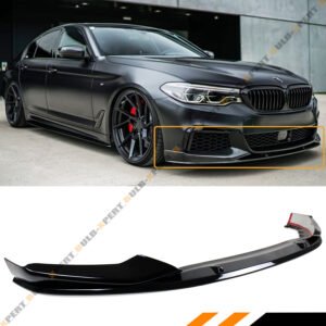 Glossy Blk Front Splitter Kit For 17-2020 BMW G30 530i 540i M550i M Sport Bumper - Image 2