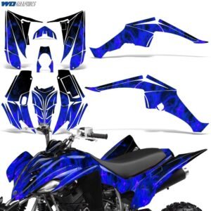 Graphics kit Sticker Decal Wrap for Yamaha Raptor 350 FLAMES BLUE