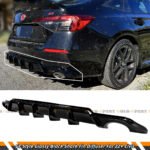 GT STYLE SHARK FIN GLOSS BLACK REAR BUMPER DIFFUSER FOR 22-25 HONDA CIVIC SEDAN