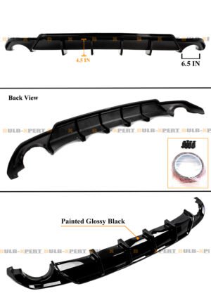 GT STYLE SHARK FIN GLOSS BLACK REAR BUMPER DIFFUSER FOR 22-25 HONDA CIVIC SEDAN - Image 3