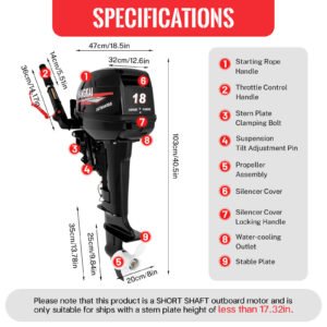 HANGKAI 2-Stroke 246CC 18HP Outboard Motor Boat Engine Water Cooling System New - Image 3