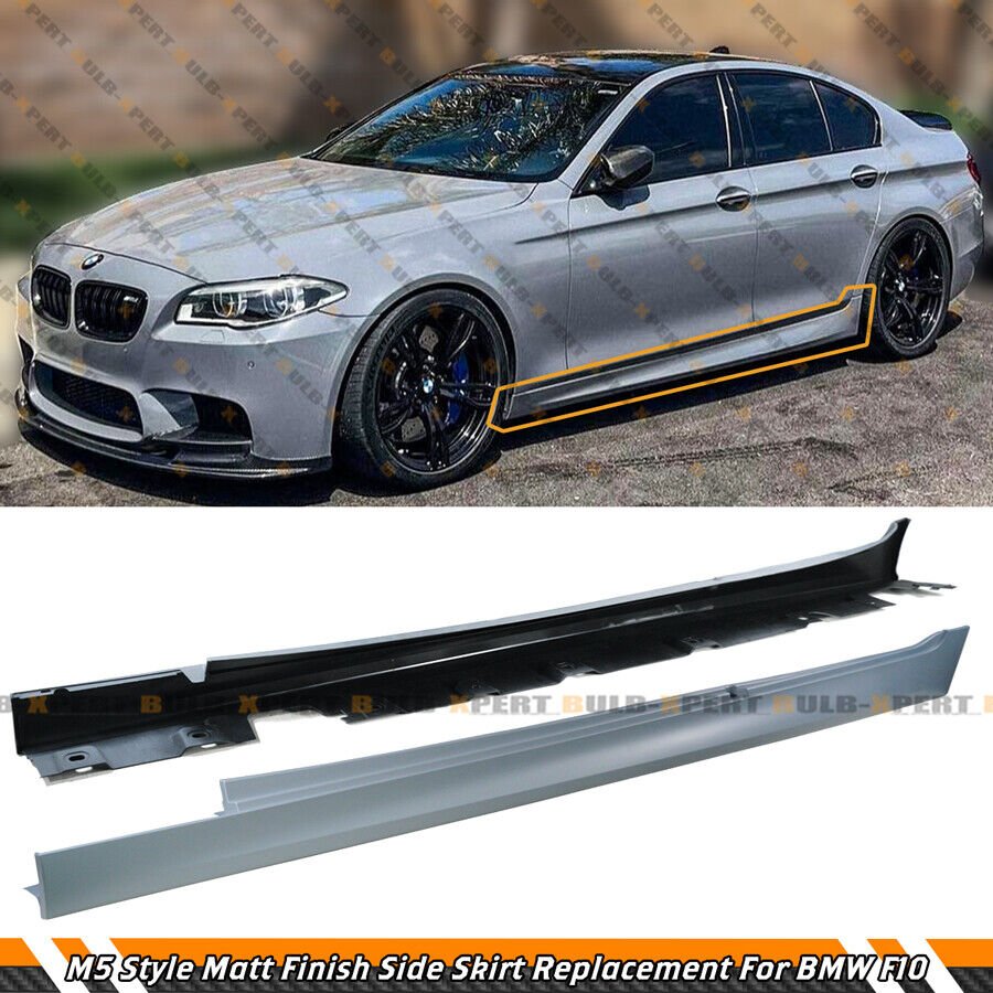 M5 Style Primer Matt Finish Side Skirt Extensions For 2011-2016 BMW F10 5 Series - Image 2