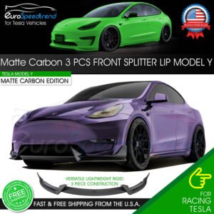 Matte Carbon Style Front Bumper Lip Spoiler Splitter Tesla Model Y Accessories
