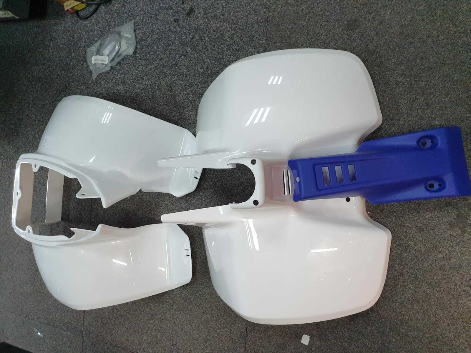Plastics Set & Seat For Suzuki LT50 White Front, Rear Fender, Blue Nose Cone - Image 4