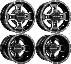 Raceline A77 Mamba 10" Front and 9" Rear Wheels Rims 4/115 YFZ450 Raptor Banshee