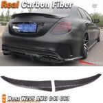 REAL CARBON Rear Bumper Side Splitters For Mercedes Benz W205 C200 C43 C63 15-21