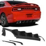 [SASA] Fit for 11-14 Dodge Charger RT 4-Fin PU Rear Diffuser Bumper Lip Spoiler