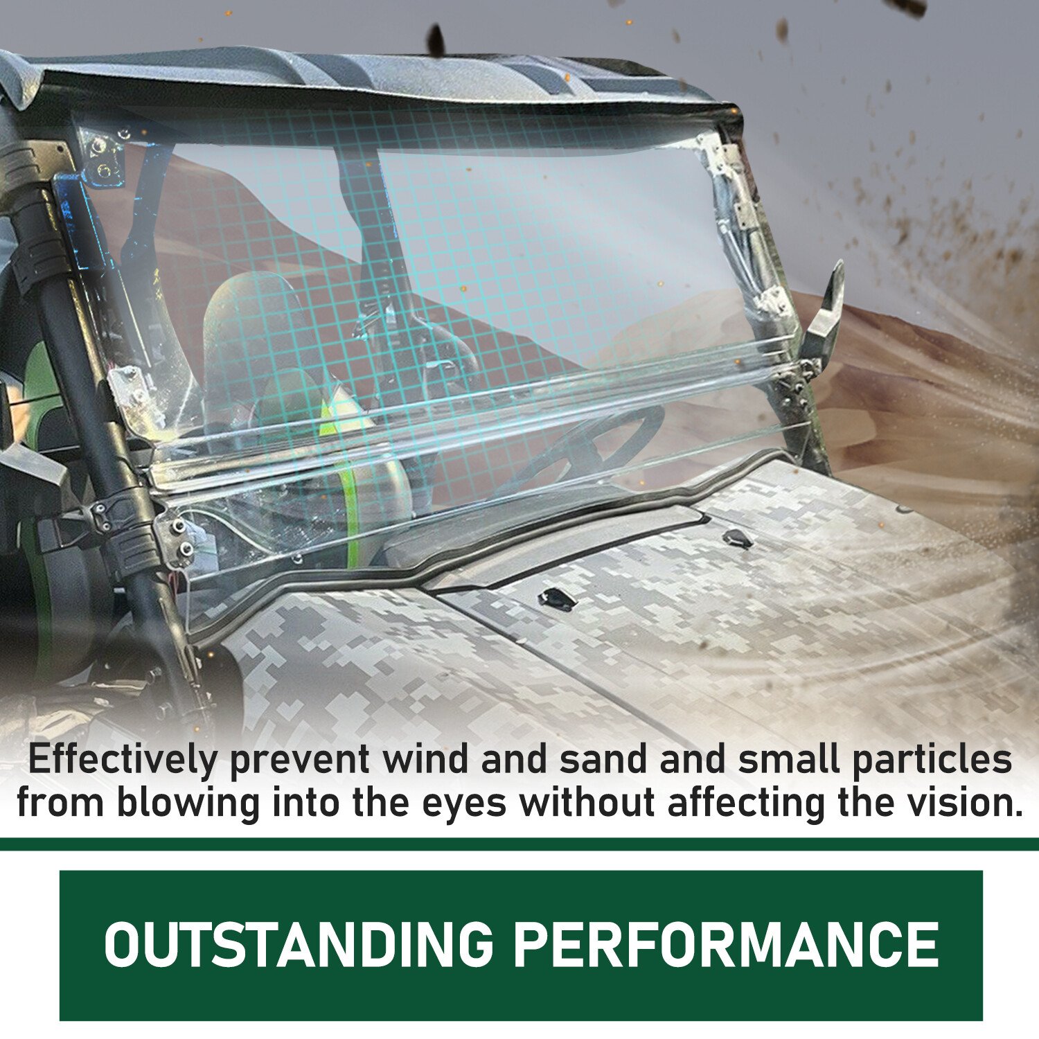 Scratch Resistant Clear Flip Windshield For Kawasaki 2016+/2021+ Teryx 800 /4 /S - Image 4