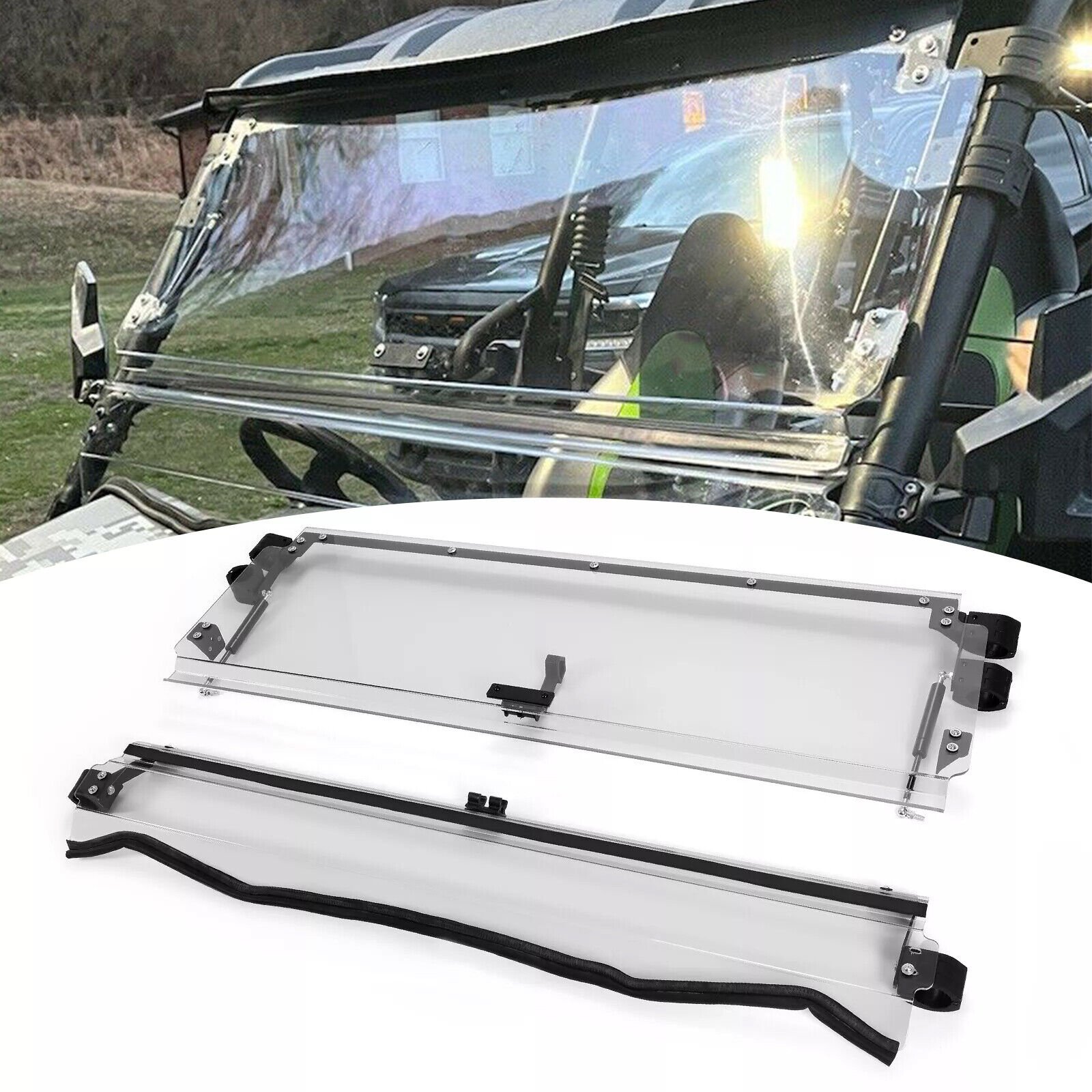 Scratch Resistant Clear Flip Windshield For Kawasaki 2016+/2021+ Teryx 800 /4 /S