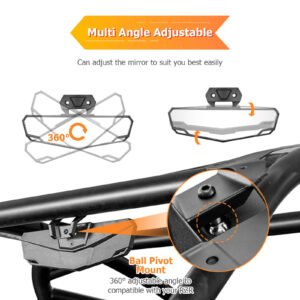 Side Mirrors w/Lights+Center Mirror For 2020-2024 Polaris RZR PRO XP/PRO R/Trail - Image 4