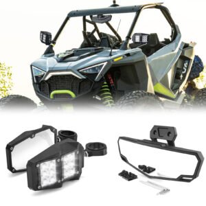 Side Mirrors w/Lights+Center Mirror For 2020-2024 Polaris RZR PRO XP/PRO R/Trail