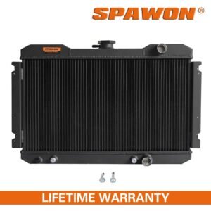 SPAWON Black Aluminum Radiator For Nissan 720 2.4L 2.0L 1983-1986 L4 3 Row AT MT