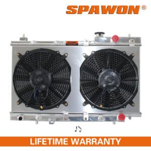 SPAWON Radiator + Fan Shroud For Honda CRV LX EX 2.0L L4 1997-2001 2 Row 2051 AT