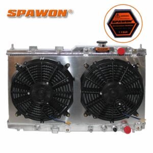 SPAWON Radiator With Fan Shroud For Acura Integra L4 1994-01 2Row Aluminum 1741