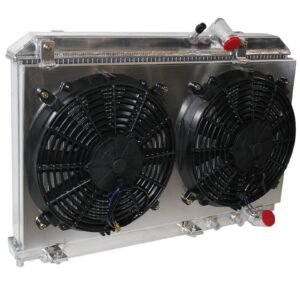 SPAWON RX-8 R2 Radiator with fan shroud For Mazda 2004-08 1.3L AT 2Row Aluminum - Image 2