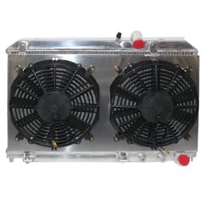 SPAWON RX-8 R2 Radiator with fan shroud For Mazda 2004-08 1.3L AT 2Row Aluminum - Image 4
