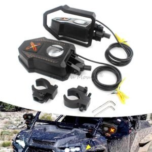 UTV Rear Side View Mirror w/LED Light for 1.85" Roll Cage Bar Can-Am Maverick X3