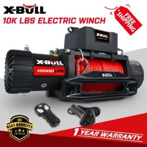 X-BULL Electric Winch 10K lbs Synthetic Rope 12V Towing for Truck Car Off Road