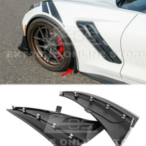 XL Extended Front Splash Guards For 14-19 Corvette C7 GM CARBON FLASH Mud Flaps